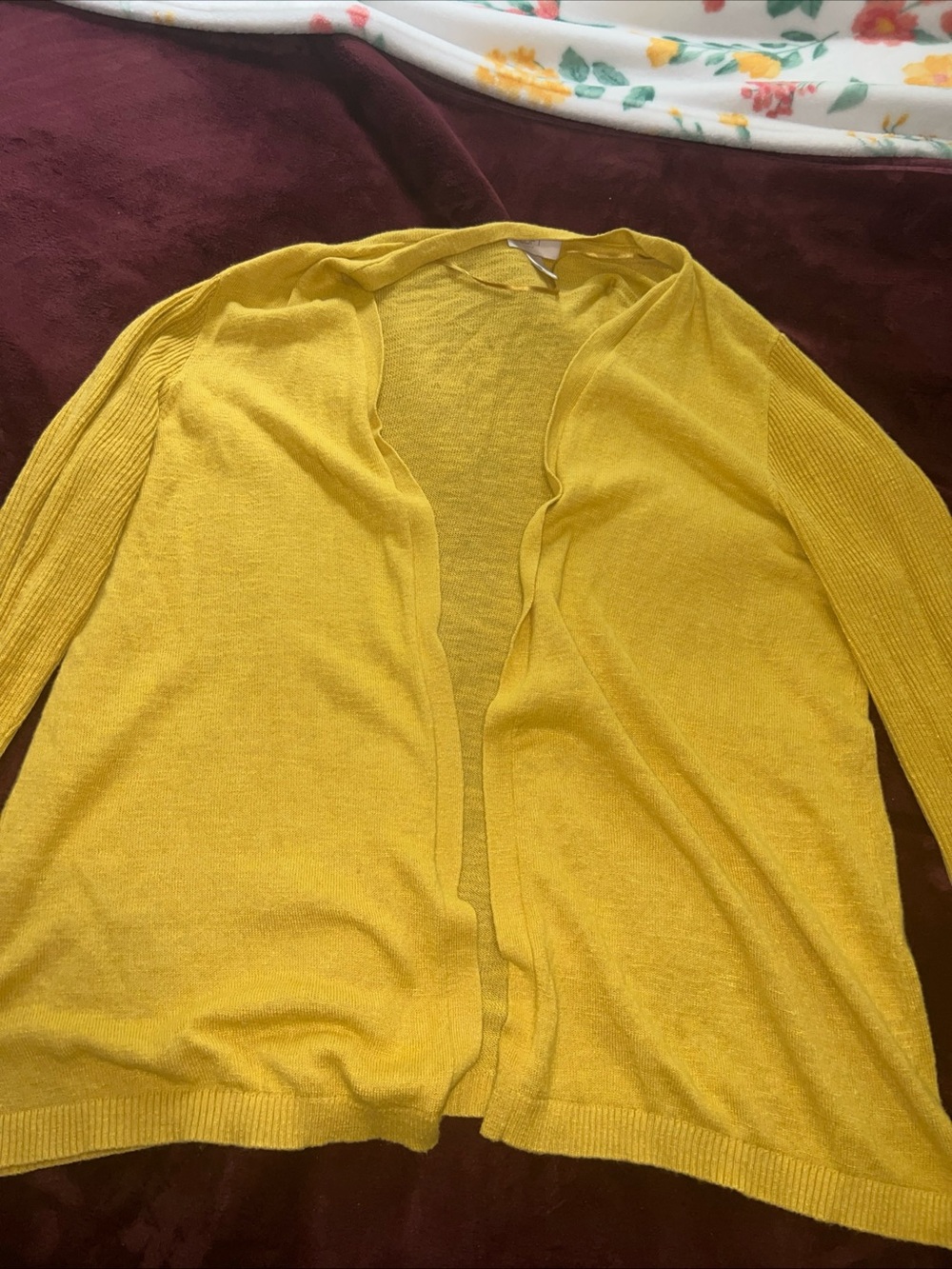 Loft outlet mustard Open-Front Lightweight Cardigan women long sleeve XL